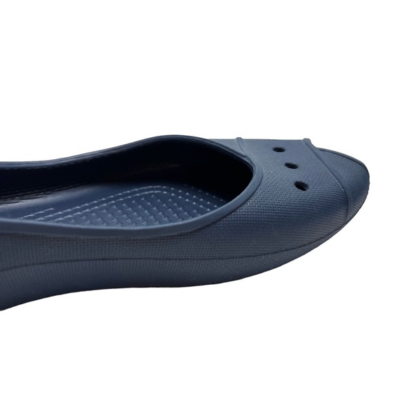 CROCS Navy Blue Slip On Peep Toe Slingback Waterproof Flats Casual Shoes sz 5 - Picture 8 of 16